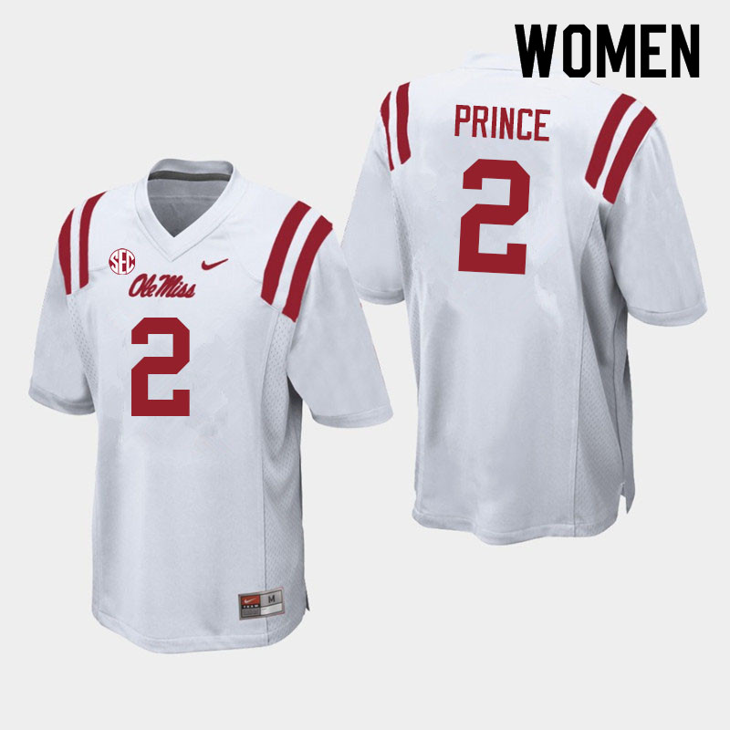 Women #2 Deantre Prince Ole Miss Rebels College Football Jerseys Sale-White - Click Image to Close